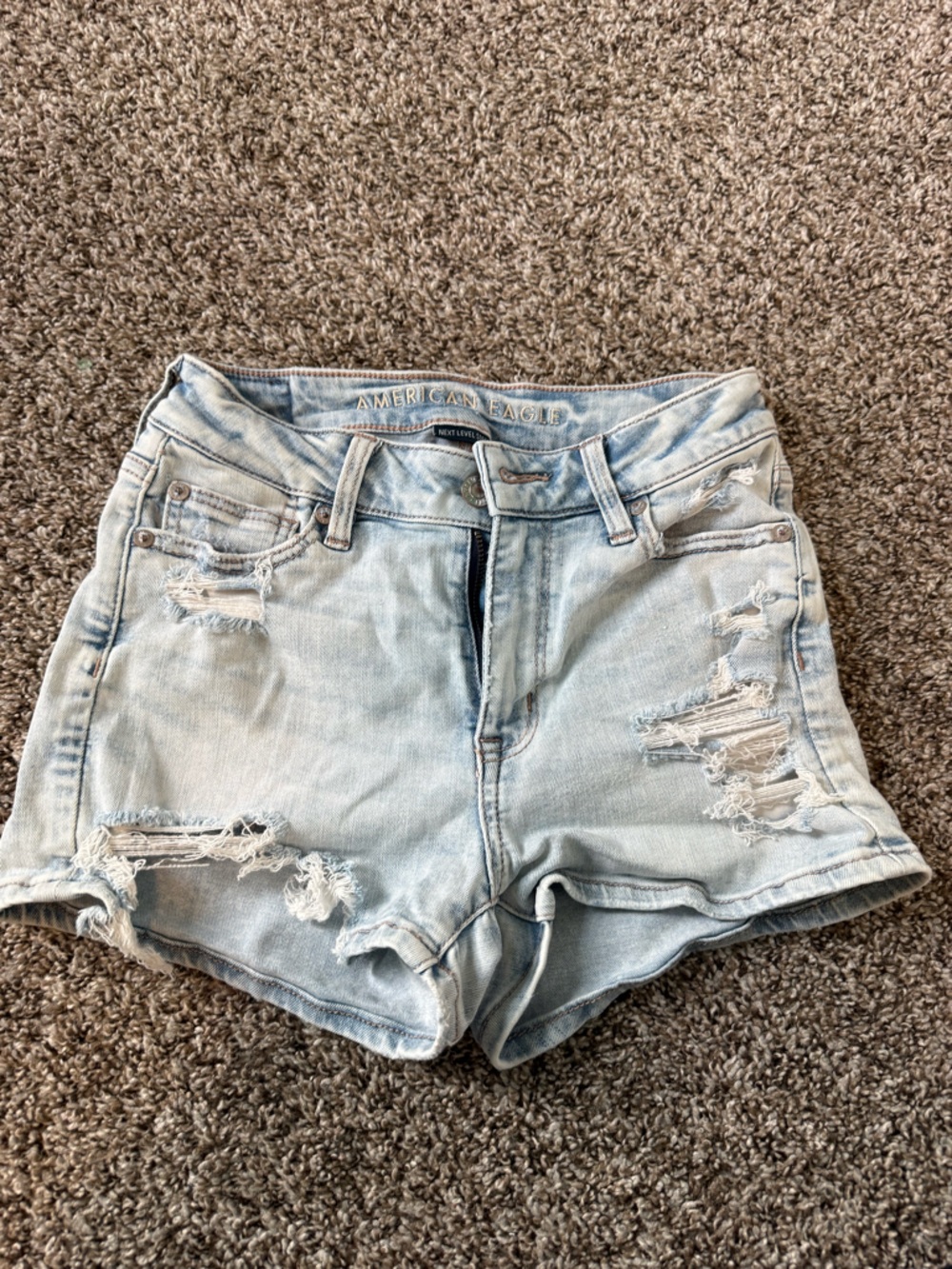 American Eagle Outfitters Light Wash Ripped Denim Shorts